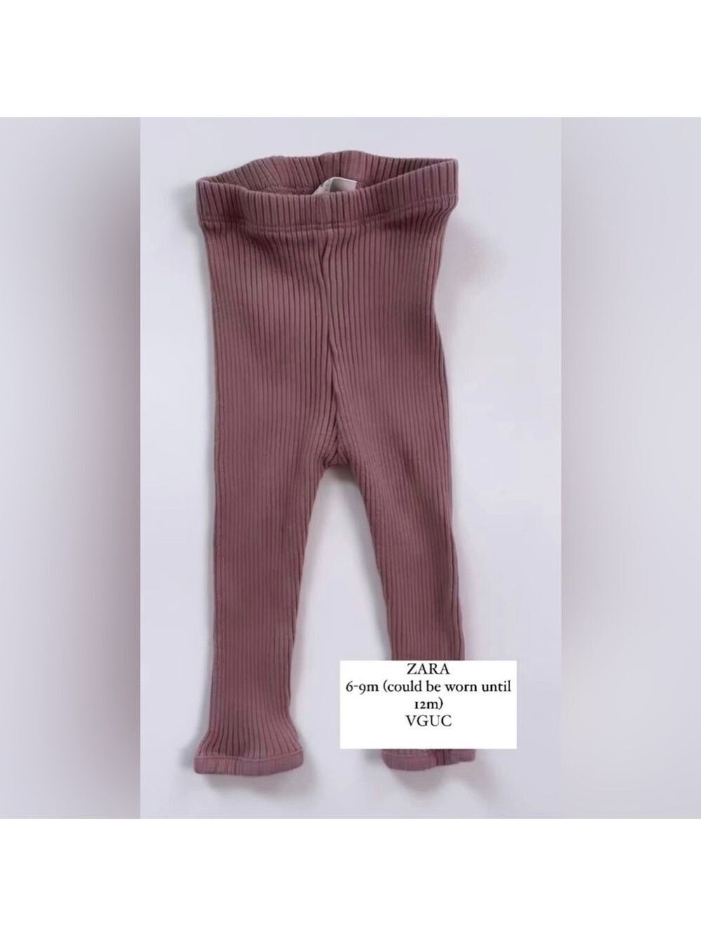 Zara Purple Ribbed Leggings Stretchy Knit